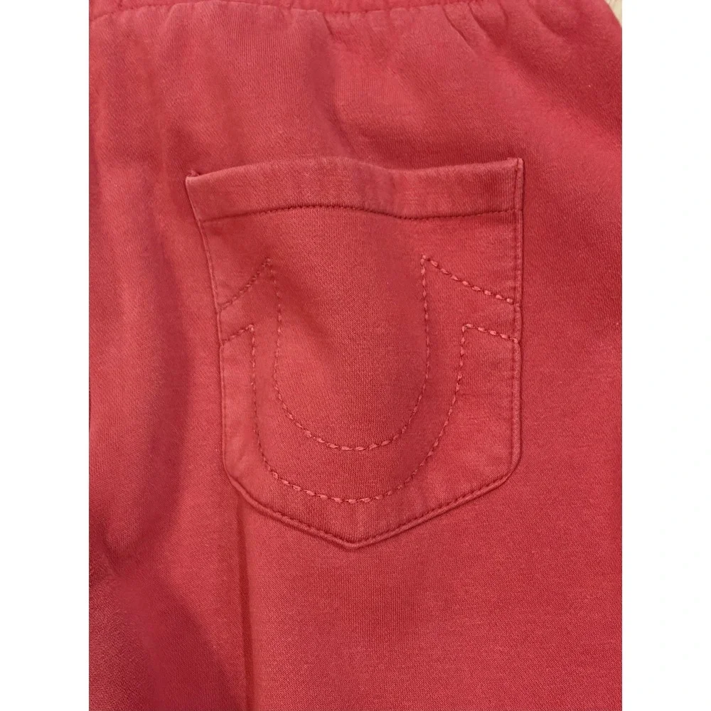True Religion Joggers Sweatpant Buddha Logo Horseshoe Pocket Medium Red Spellout